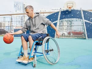 Disabled Man Playing Basketball