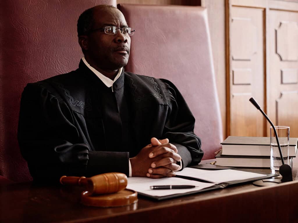 Judge listening to a case